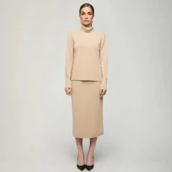 Aarikka naisten neulepusero, NOMI POOLO Vaalea Beige