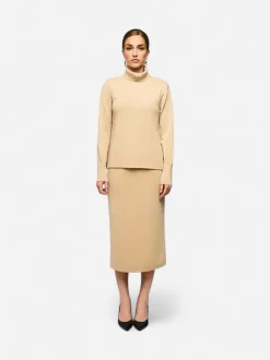 Aarikka naisten neulepusero, NOMI POOLO Vaalea Beige