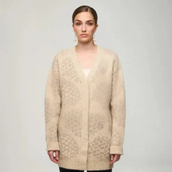Aarikka naisten neuletakki, ELLIS NEYLETAKKI PÄSSI Kuosillinen Beige
