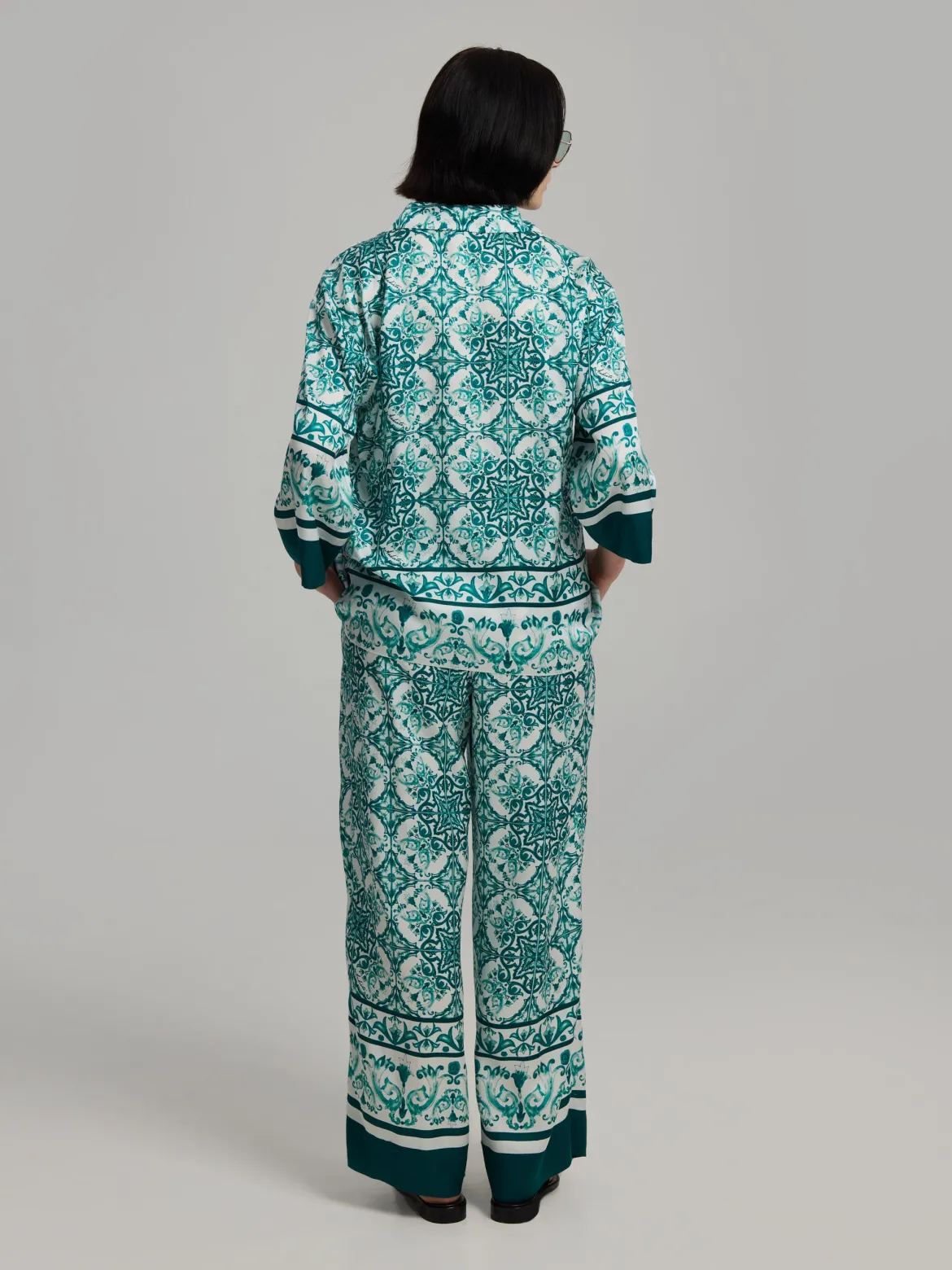 Andiata naisten housut Karie Trousers, vihreä kuosi