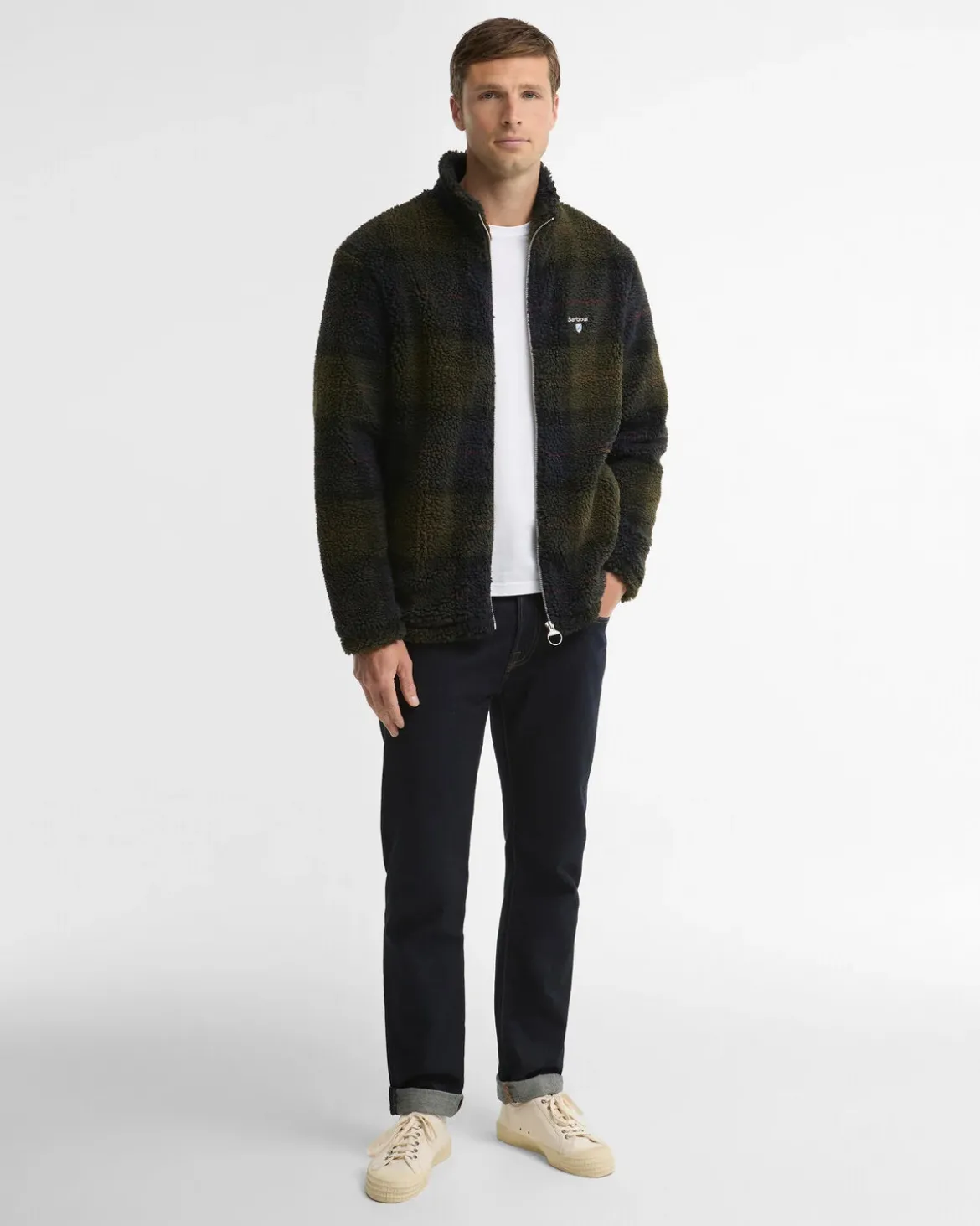 Barbour miesten fleecetakki Tartan Sherpa Fleece, vihreä ruutu