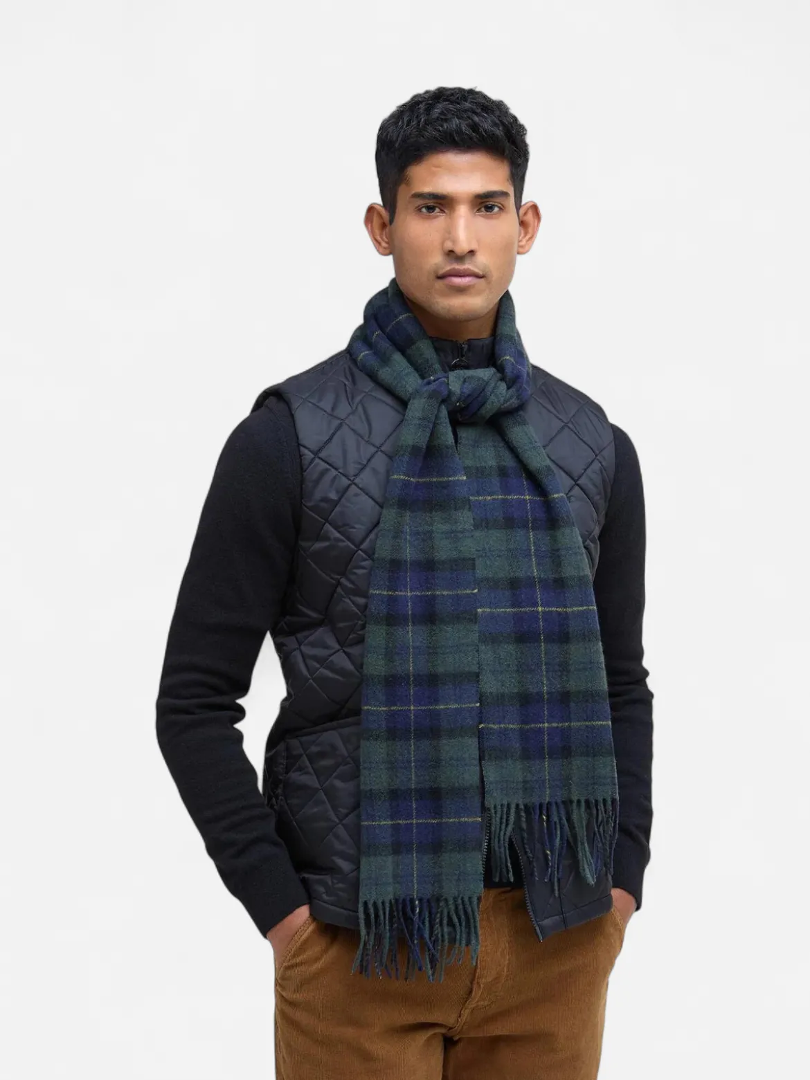 Barbour miesten huivi Tartan Lambswool Scarf, vihreä ruutu