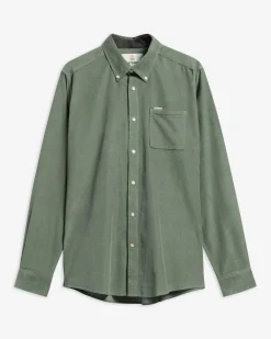 Barbour miesten kauluspaita Ramsey Tailored Cord Shirt, vedenvihreä