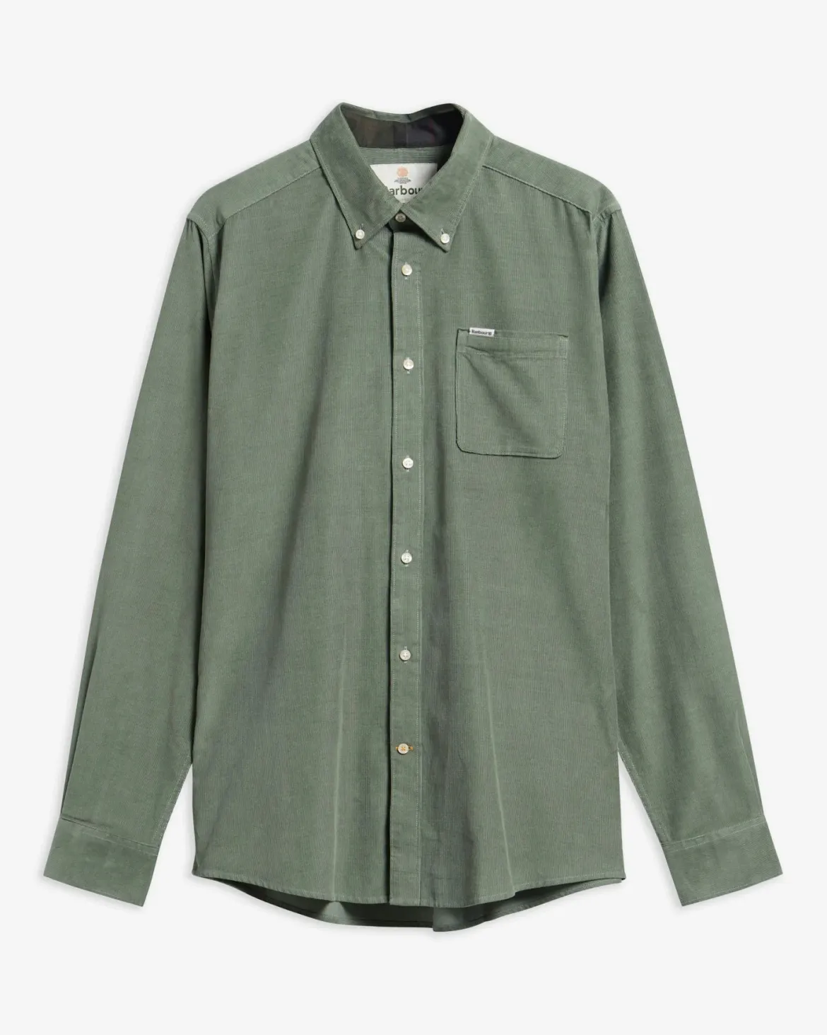 Barbour miesten kauluspaita Ramsey Tailored Cord Shirt, vedenvihreä