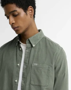 Barbour miesten kauluspaita Ramsey Tailored Cord Shirt, vedenvihreä