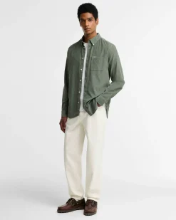 Barbour miesten kauluspaita Ramsey Tailored Cord Shirt, vedenvihreä