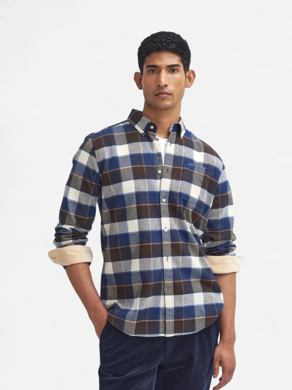 Barbour miesten kauluspaita Valley Tartan Flannel, sininen ruutu