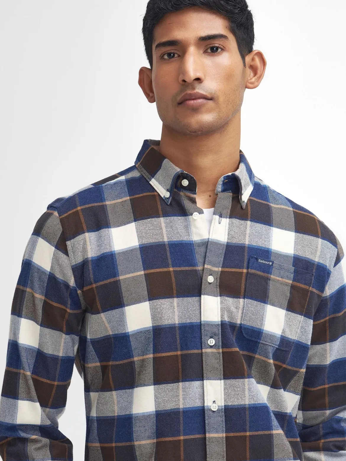 Barbour miesten kauluspaita Valley Tartan Flannel, sininen ruutu