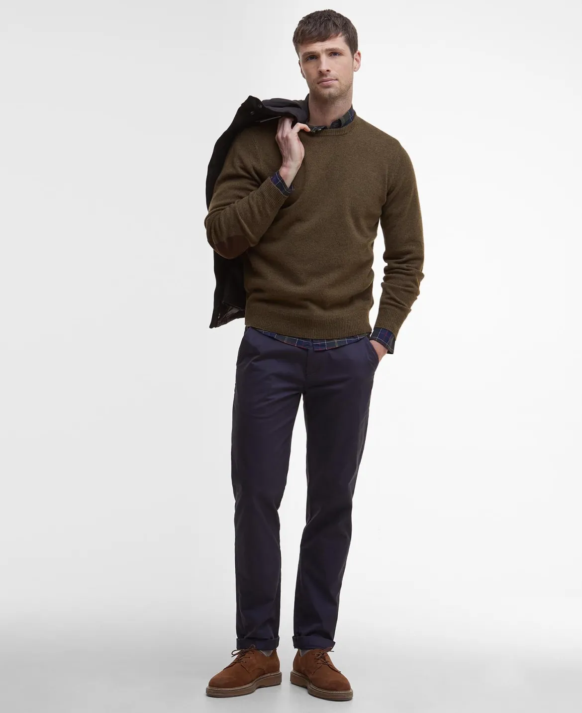Barbour miesten neulepusero Essential Patch Crew, kaakaonruskea