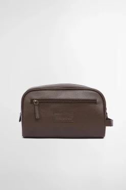 Barbour toilettilaukku Highgate Leather Washbag, tummanruskea