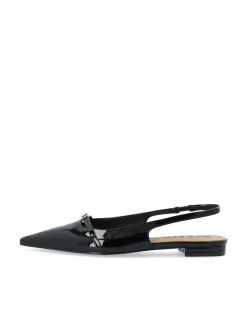 Bianco naisten avokkaat BiaBari Pointy Flat Slingback Faux Leather, musta