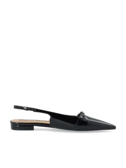 Bianco naisten avokkaat BiaBari Pointy Flat Slingback Faux Leather, musta