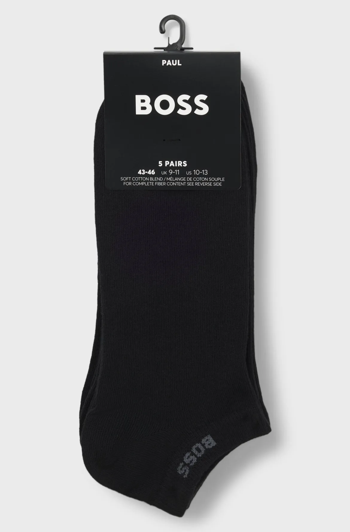 BOSS miesten nilkkasukat 5-pack, musta