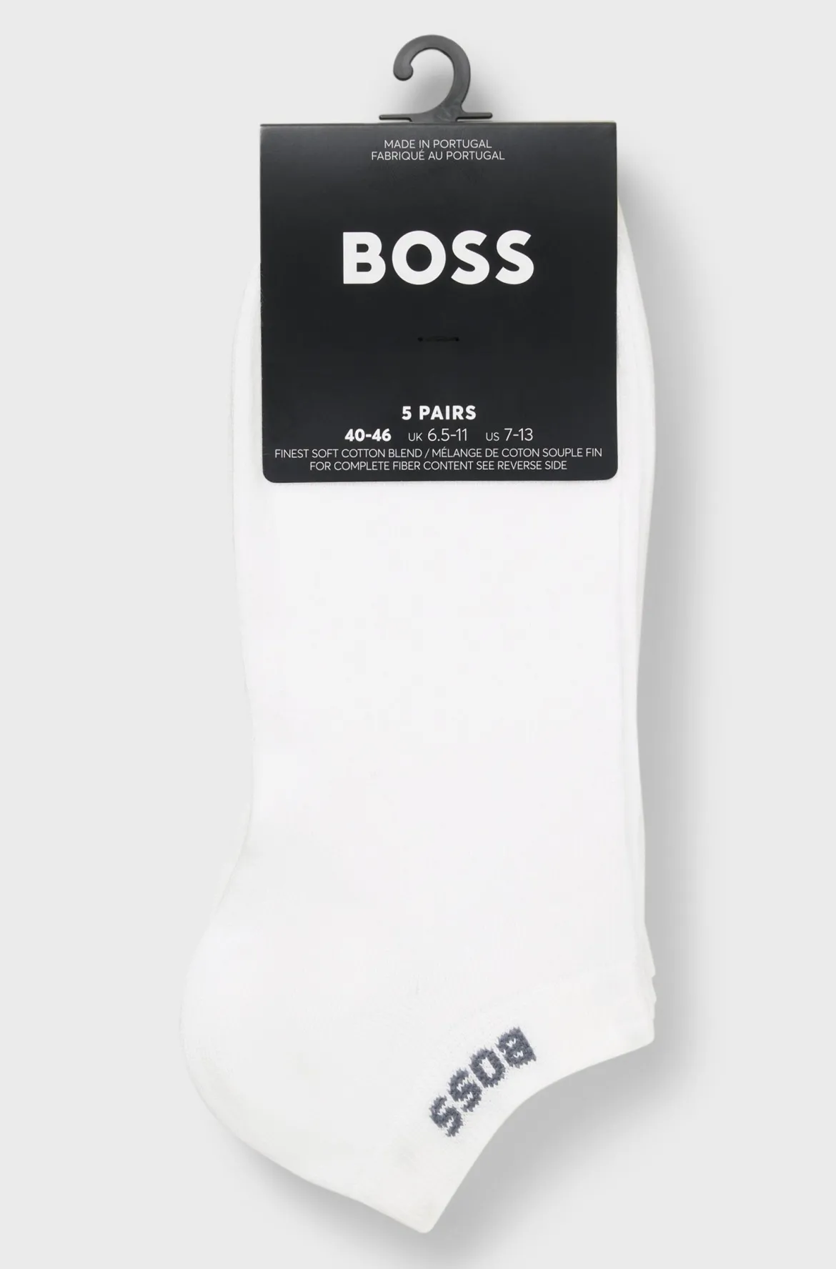 BOSS miesten nilkkasukat 5-pack, valkoinen