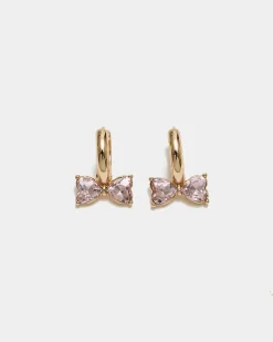 Bow 19 korvakorut Bow Earrings, vaaleanpunainen