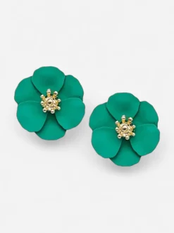 Bow 19 korvakorut Flower Small Earrings, vihreä