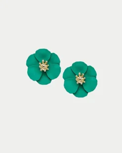 Bow 19 korvakorut Flower Small Earrings, vihreä