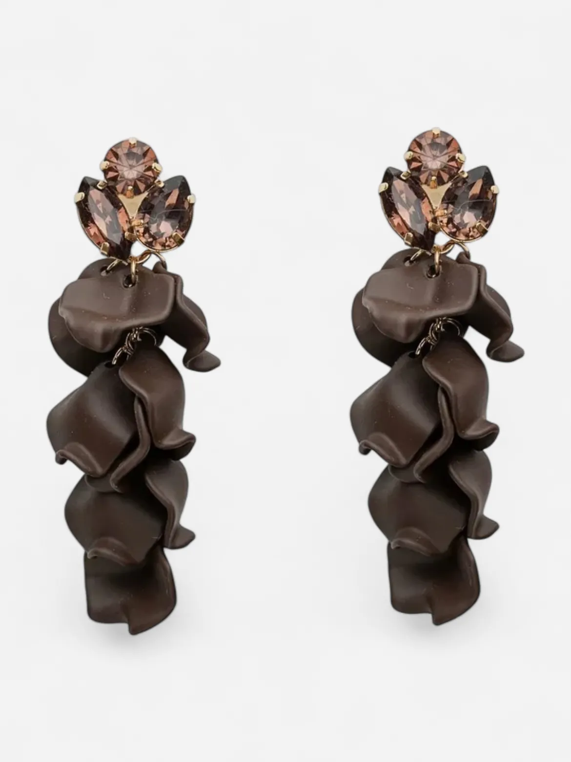 Bow 19 korvakorut LEAF STONE EARRINGS, tummanruskea