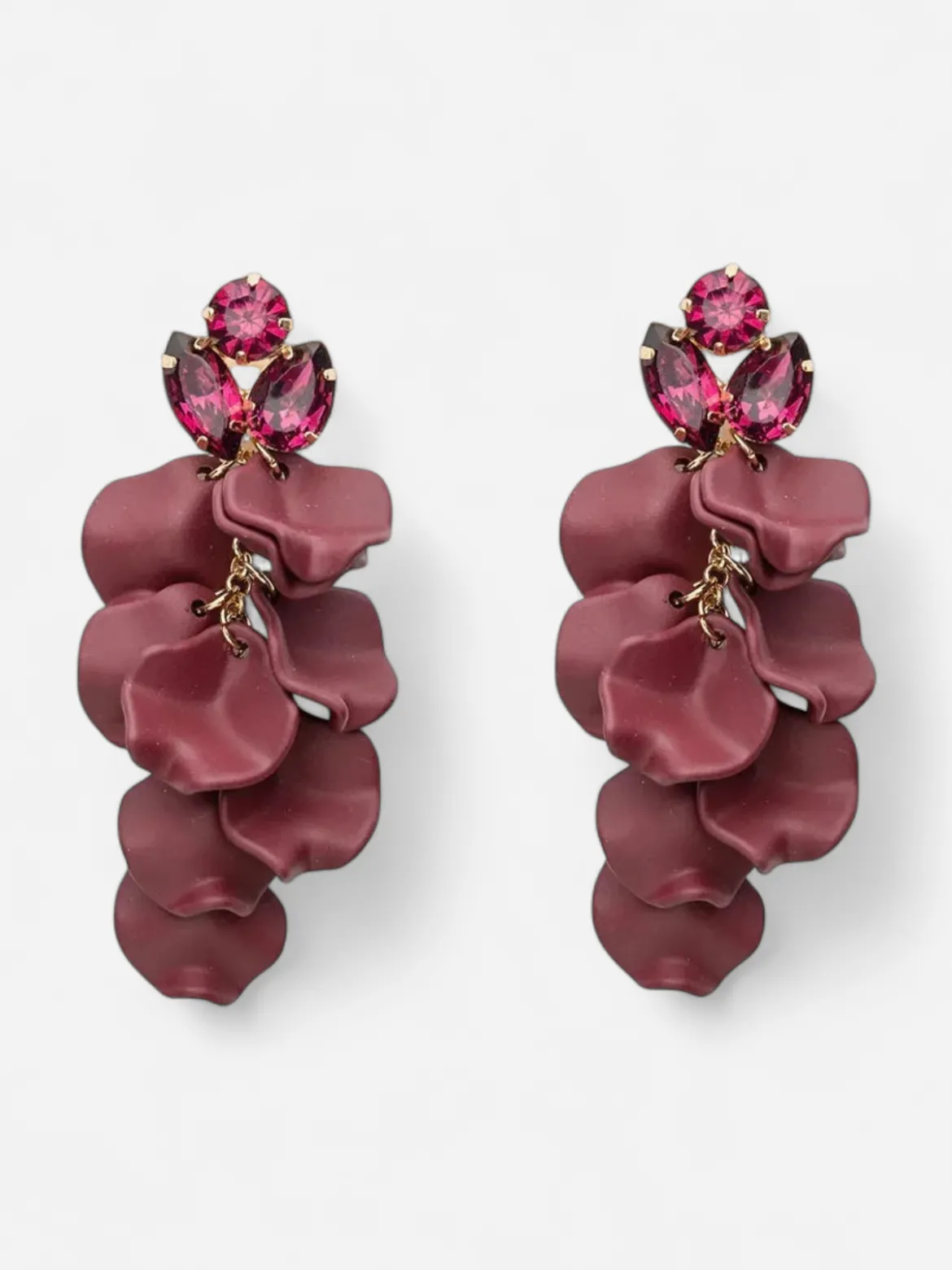 Bow 19 korvakorut LEAF STONE EARRINGS, viininpunainen