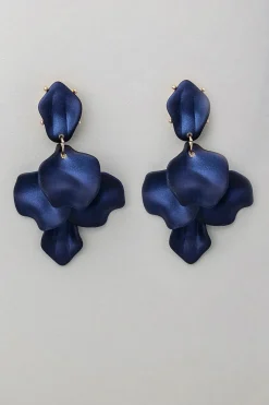 Bow 19 korvakorut PEARL LEAF EARRINGS, tummansininen