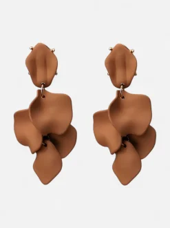 Bow 19 korvakorut PEARL LEAF EARRINGS, konjakinruskea