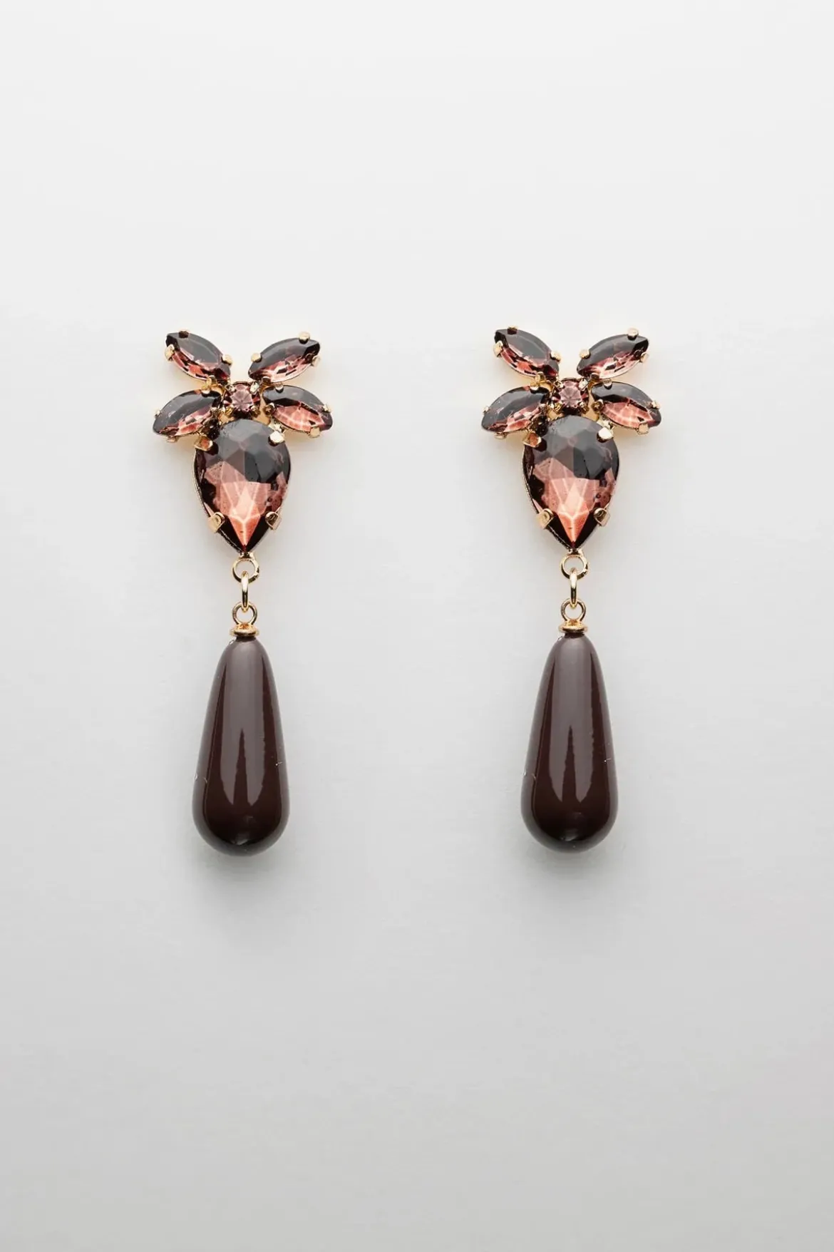 Bow 19 korvakorut STONE DROP EARRINGS, tummanruskea