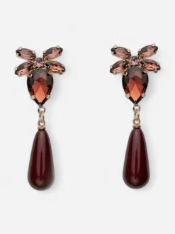 Bow 19 korvakorut STONE DROP EARRINGS, viininpunainen