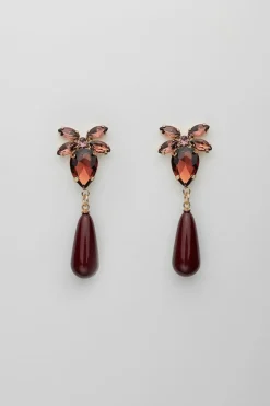 Bow 19 korvakorut STONE DROP EARRINGS, viininpunainen