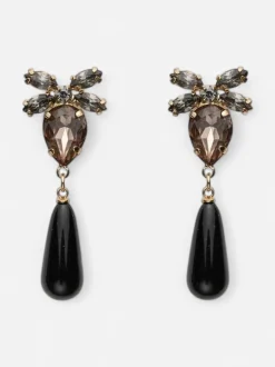Bow 19 korvakorut STONE DROP EARRINGS, musta