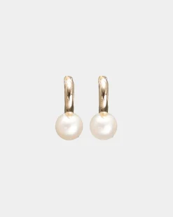 Bow 19 naisten korvakorut Amelie Pearl Hoops, valkoinen