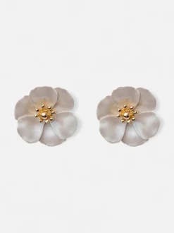 Bow 19 naisten korvakorut Flower Small, luonnonvalkoinen