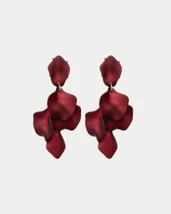 Bow 19 naisten korvakorut Leaf Earrings Metallic, viininpunainen