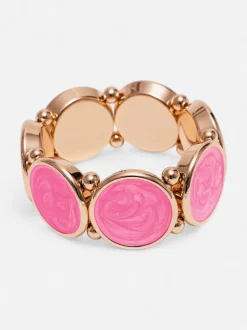 Bow 19 naisten rannekoru Ava Pearl Elastic Bracelet, pinkki