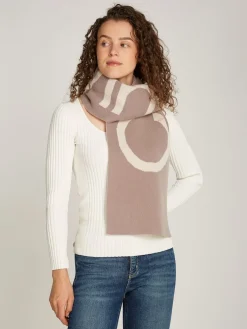 Calvin Klein Accessories Naisten Huivi, TWO-TONE KNIT WOOL MIX SCARF Beige Kuosi