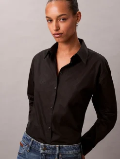 Calvin Klein Jeans Logo Perfect Button Down Shirt, musta