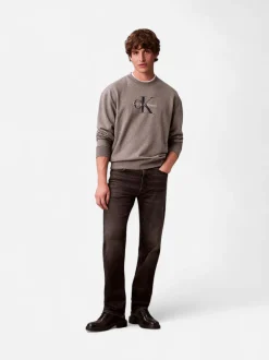 Calvin Klein Jeans miesten collegepaita LS EU 350Terry Monologo CN Swtsh, vaaleanharmaa