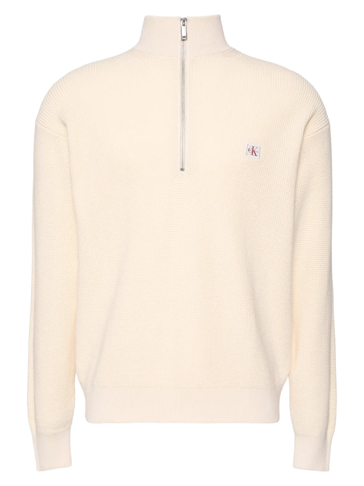 Calvin Klein Jeans miesten collegepaita ELS EZ Cotton Waffle Quarter Zip, kerma