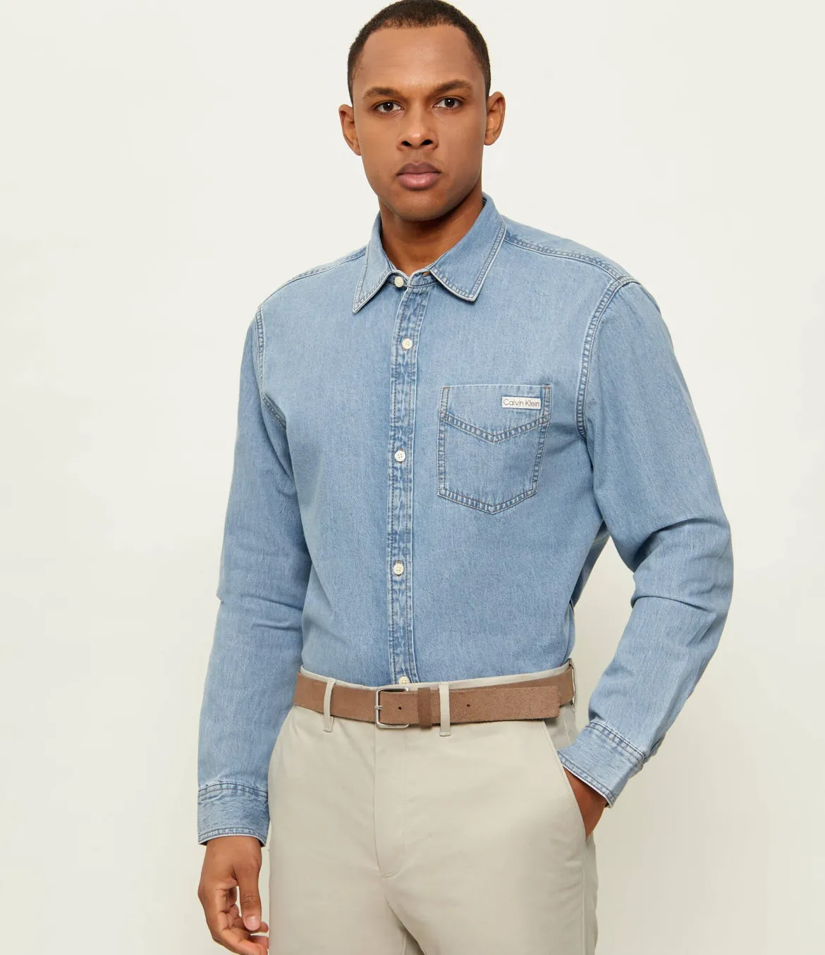 Calvin Klein Jeans miesten farkkupaita Essential Classic 205 LTBlue Denim Shirt, sininen indigo