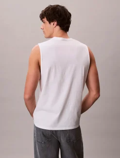 Calvin Klein Jeans miesten hihaton paita 30S Jersey Badge Muscle Tank, valkoinen