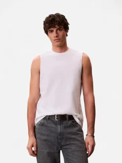 Calvin Klein Jeans miesten hihaton paita 30S Jersey Badge Muscle Tank, valkoinen