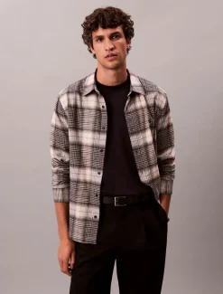 Calvin Klein Jeans miesten kauluspaidat LS BRUSHED PLAID EASY SHIRT, harmaa ruutu