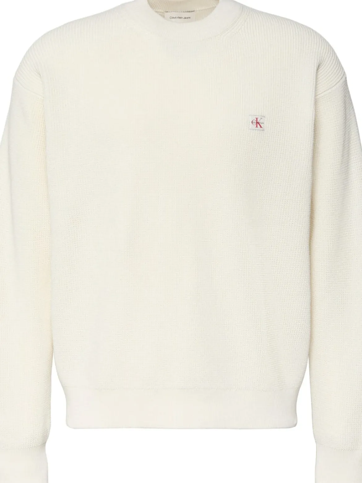 Calvin Klein Jeans miesten neulepusero LS EZ Cotton Waffle Crwnk Swtr 9, luonnonvalkoinen