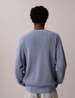 Calvin Klein Jeans miesten neulepusero LS EZ Cotton Waffle Crwnk Swtr 9, sininen