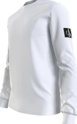 Calvin Klein Jeans Miesten Paita, MONOLOGO BADGE WAFFLE LS TEE Valkoinen