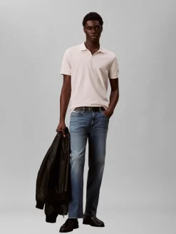 Calvin Klein Jeans miesten pikeepaita SS Open Collar Casual Pique Polo, kerma