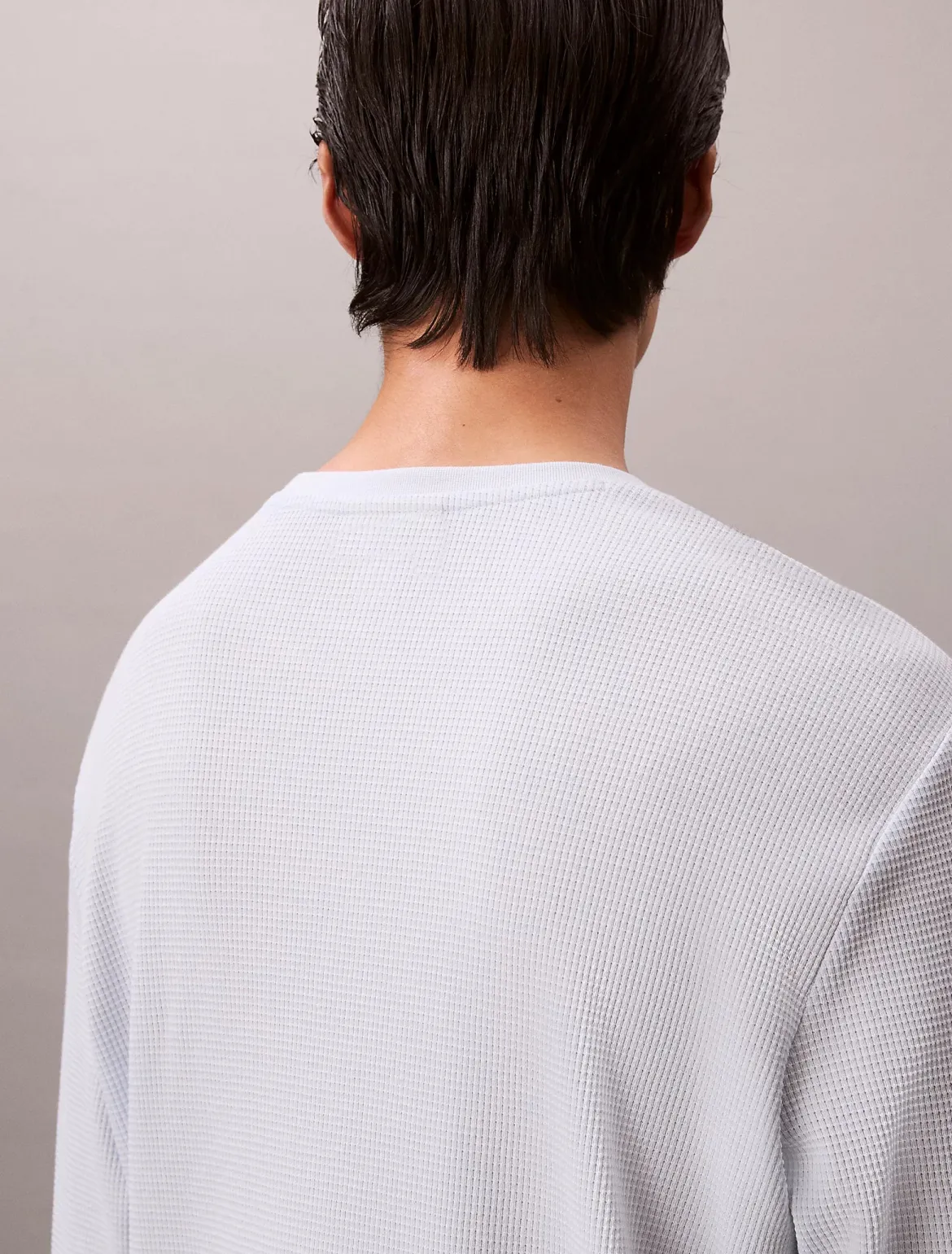 Calvin Klein Jeans miesten pitkähihainen paita LS Waffle Badge Crenwnk Tee, vaaleansininen
