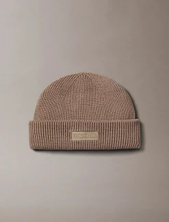 Calvin Klein Jeans miesten pipo, PATCH CHUNKY RIB COTTON DOCKER B Kaakaonruskea