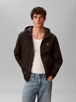 Calvin Klein Jeans miesten takki LS Hooded Nylon Harrington, musta