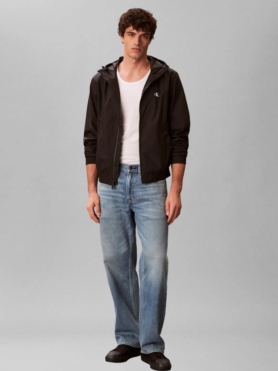 Calvin Klein Jeans miesten takki LS Hooded Nylon Harrington, musta