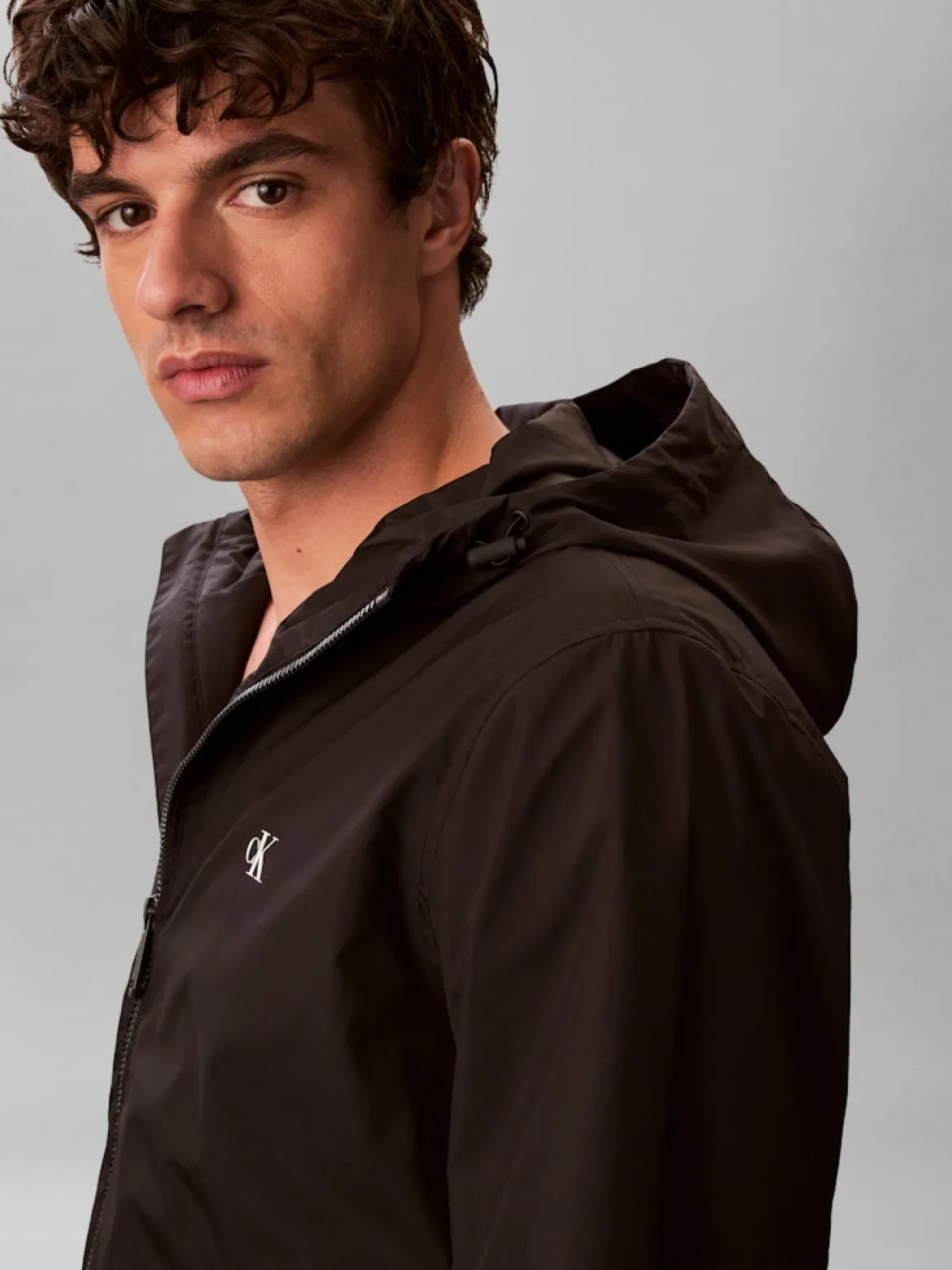 Calvin Klein Jeans miesten takki LS Hooded Nylon Harrington, musta